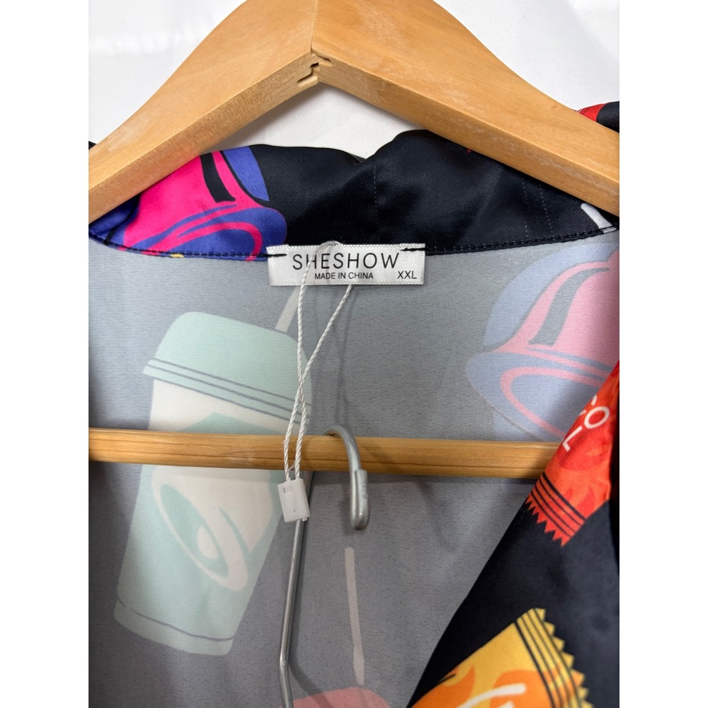 Sheshow Taco Bell Pajama Set XXL Black Satin Long Sleeve Shirt and Pants - Picture 4 of 7